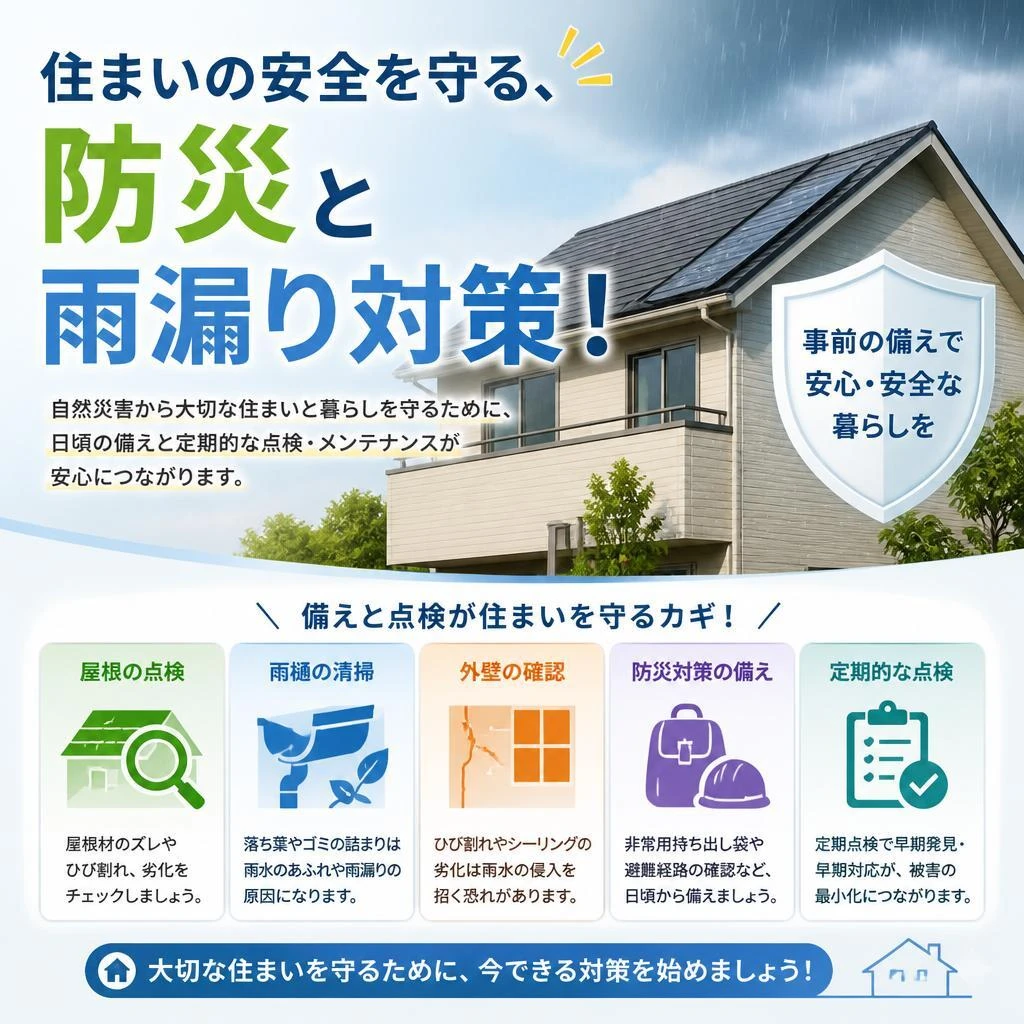 住まいの安全を守る、防災と雨漏り対策！
