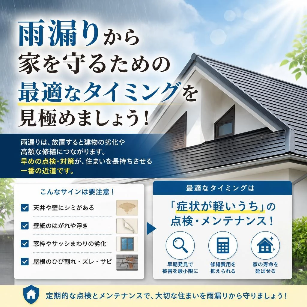雨漏りから家を守るための最適なタイミングを見極めましょう！