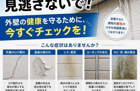 雨漏りのサインを見逃さないで！外壁の健康を守るために、今すぐチェックを！