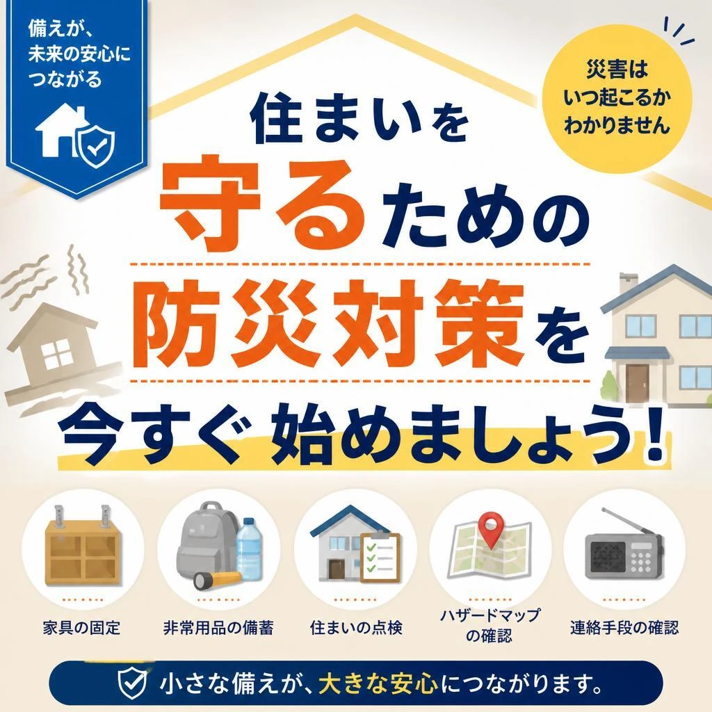 「住まいを守るための防災対策を今すぐ始めましょう！」