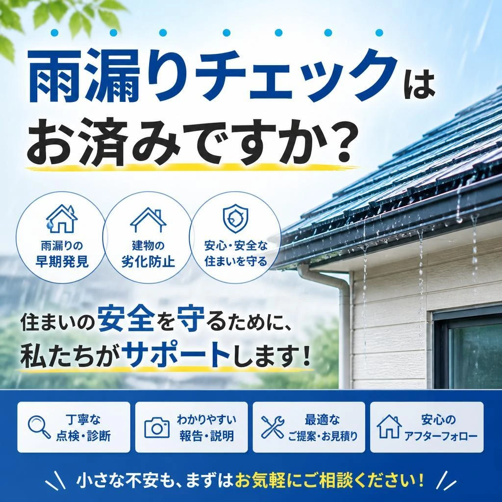 雨漏りチェックはお済みですか？住まいの安全を守るために、私たちがサポートします！
