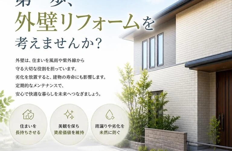 美しい住まいを守るための第一歩、外壁リフォームを考えませんか？