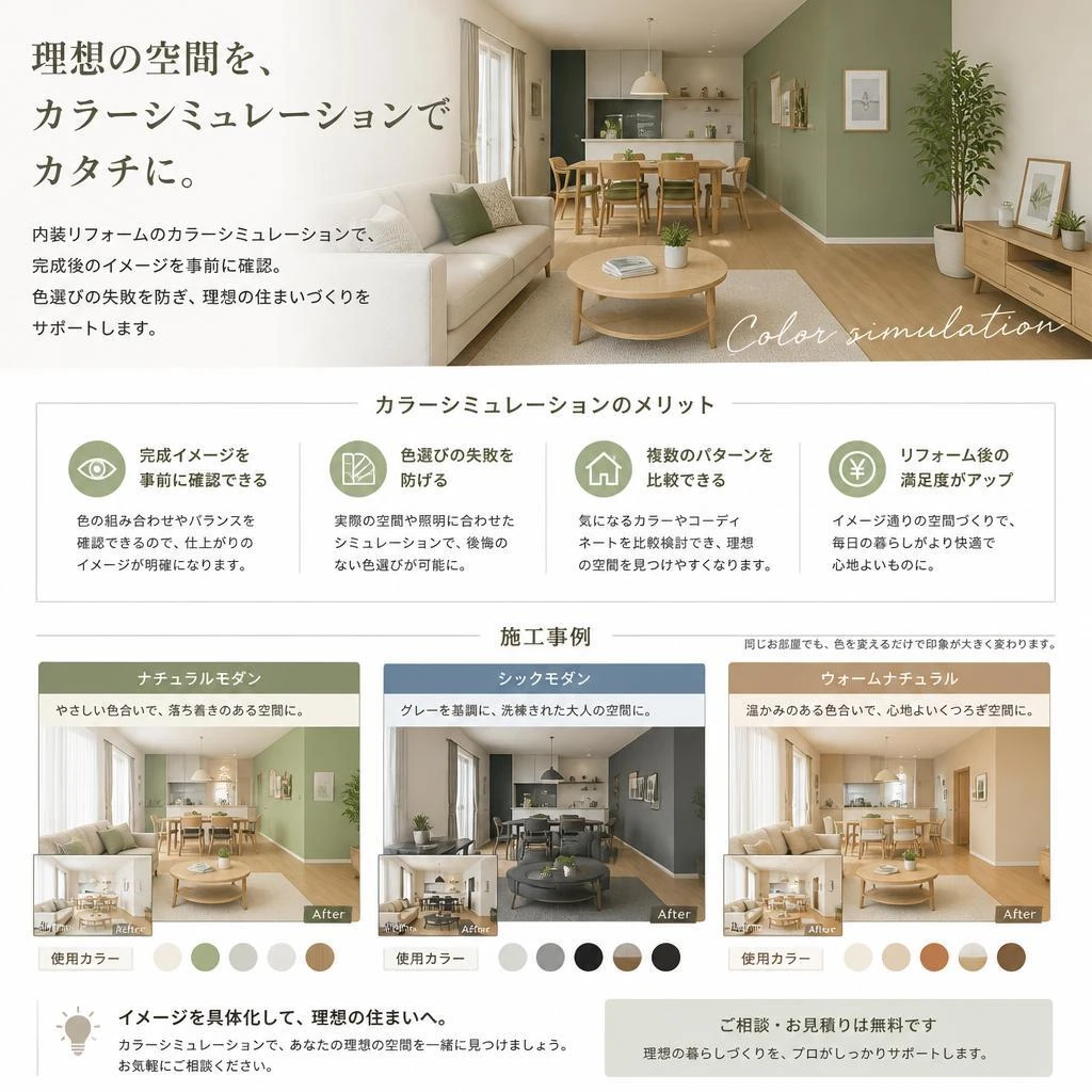 内装リフォームにおけるカラーシュミレーション活用法