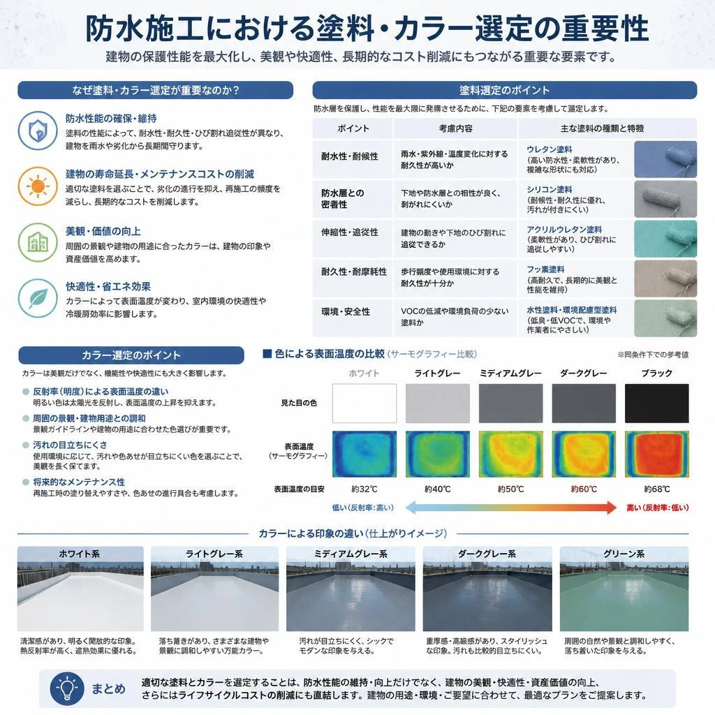 防水施工の方法とカラー選定のポイント