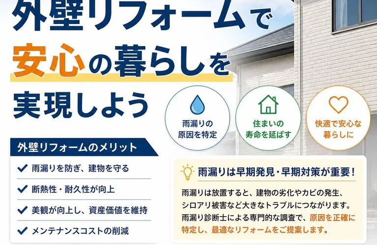 雨漏り診断士が解説！外壁リフォームで安心の暮らしを実現しよう