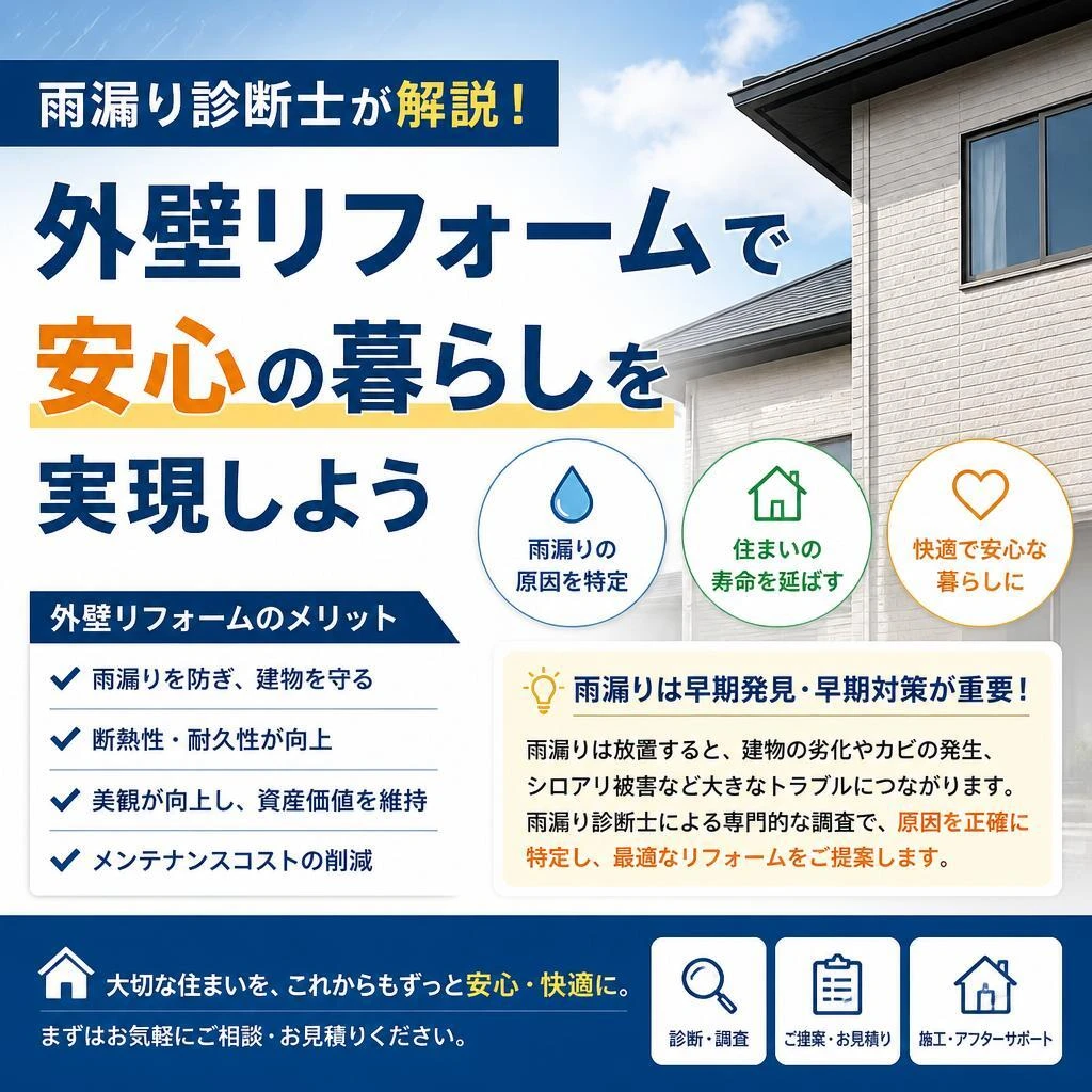 雨漏り診断士が解説！外壁リフォームで安心の暮らしを実現しよう