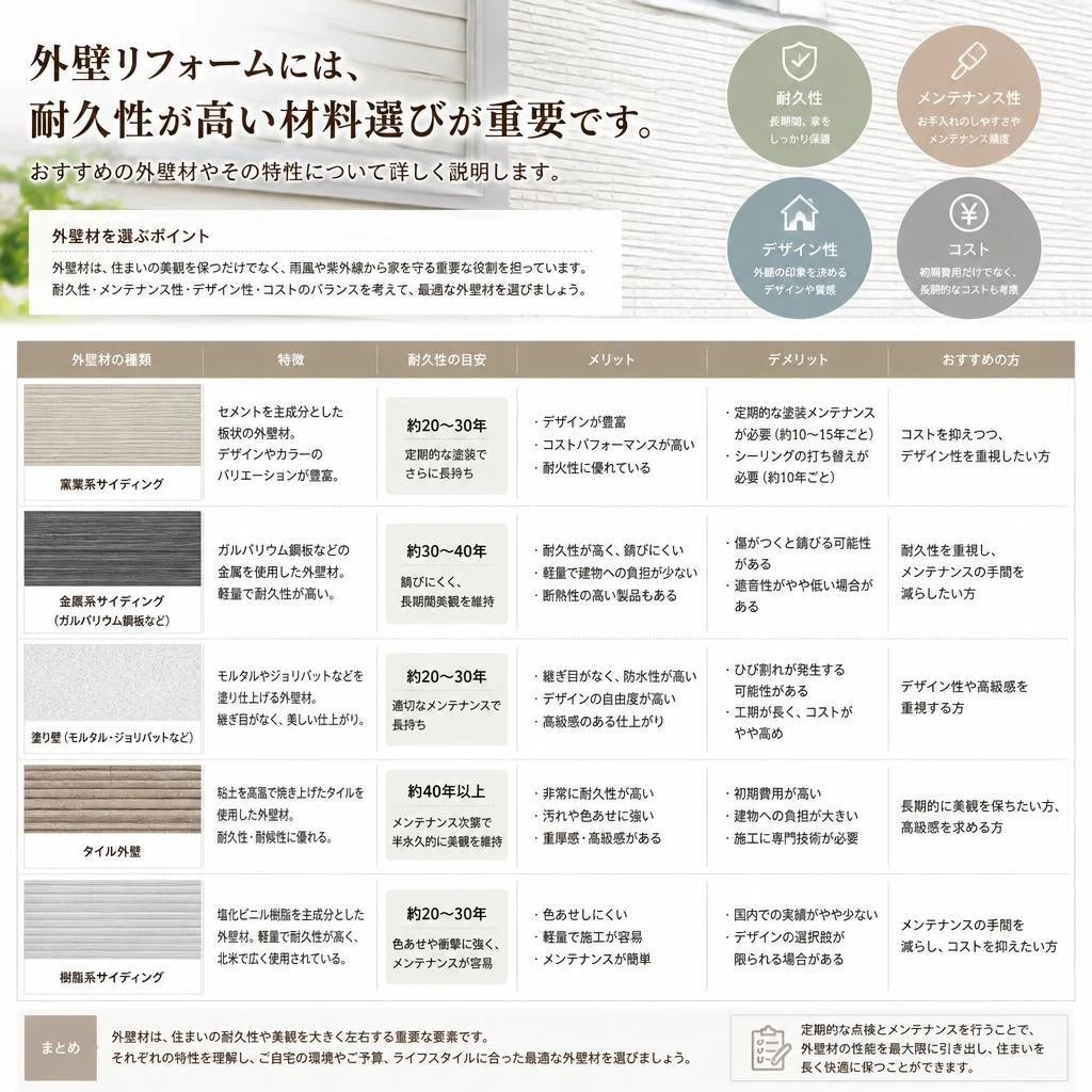 耐久性を考えた外壁材の選び方