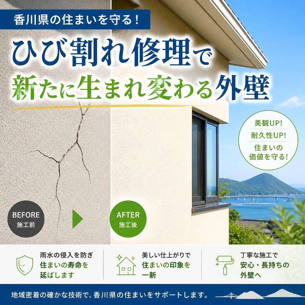香川県の住まいを守る！ひび割れ修理で新たに生まれ変わる外壁