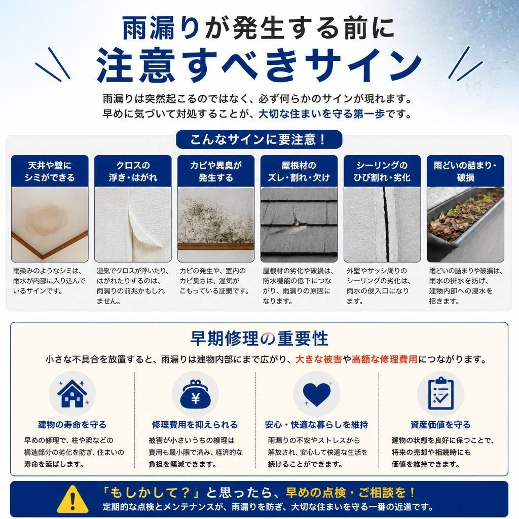 雨漏りの兆候と修理の必要性