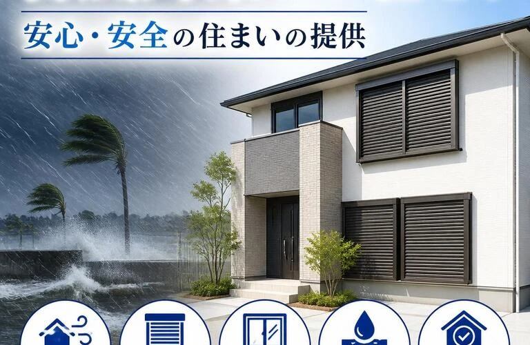 “台風対策はお任せ！安心・安全の住まいの提供”