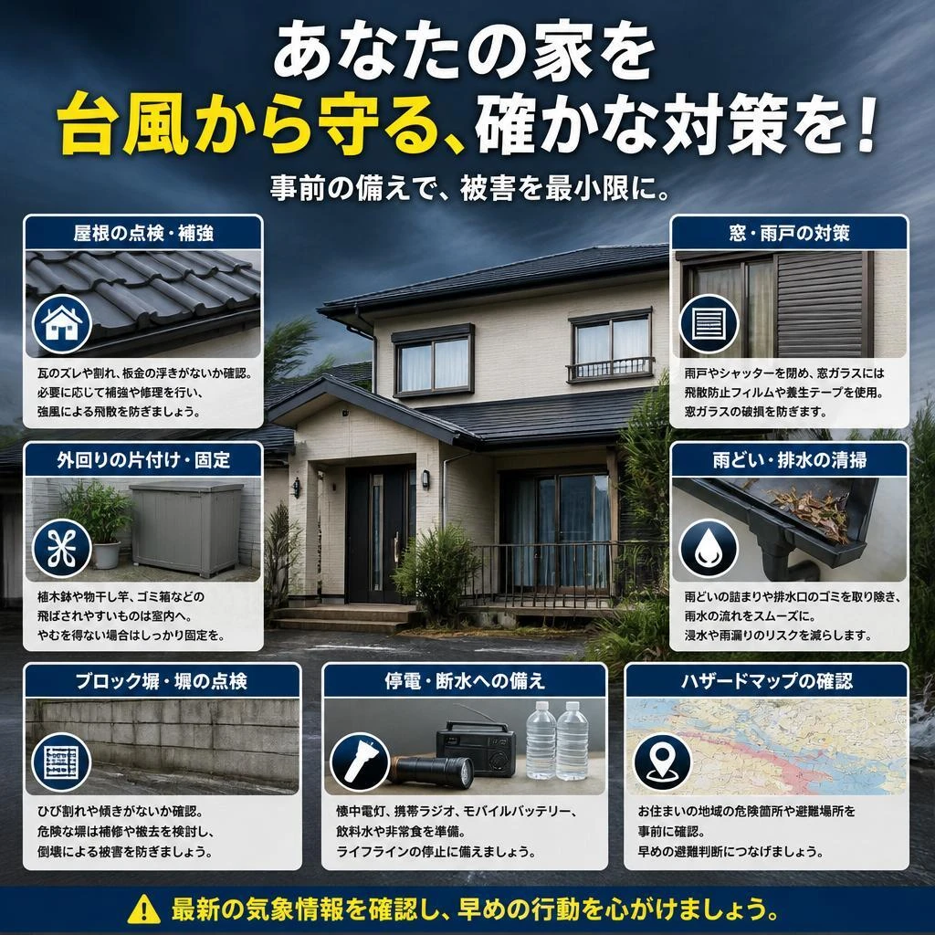 あなたの家を台風から守る、確かな対策を！