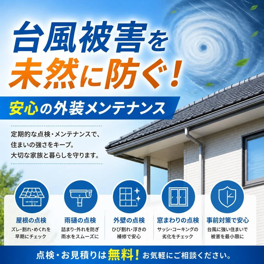 台風被害を未然に防ぐ！安心の外装メンテナンス