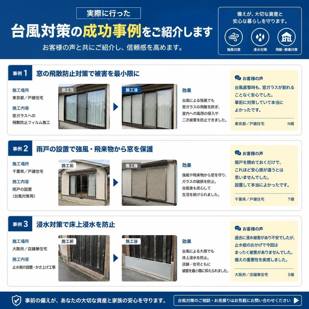 実績紹介：台風対策に成功した事例