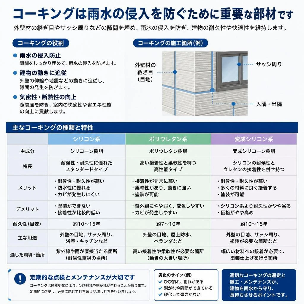 コーキングの種類とその役割