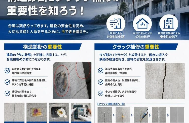 台風被害に備える、構造診断とクラック補修の重要性を知ろう！