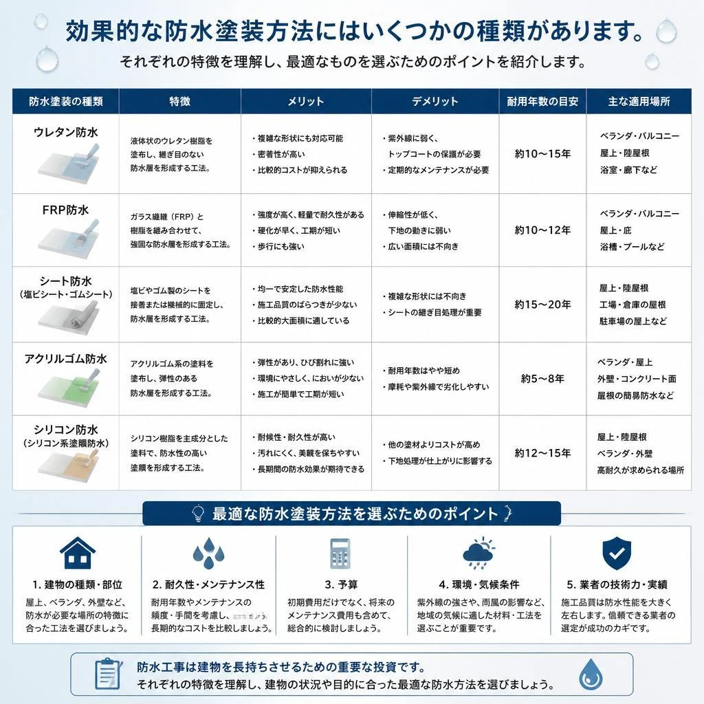 防水塗装方法の選び方