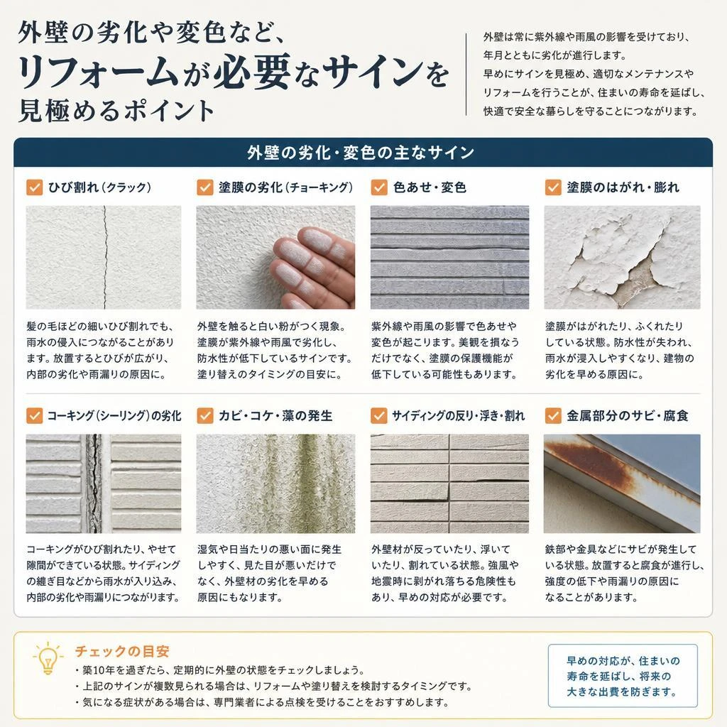 外壁リフォームが必要なサイン