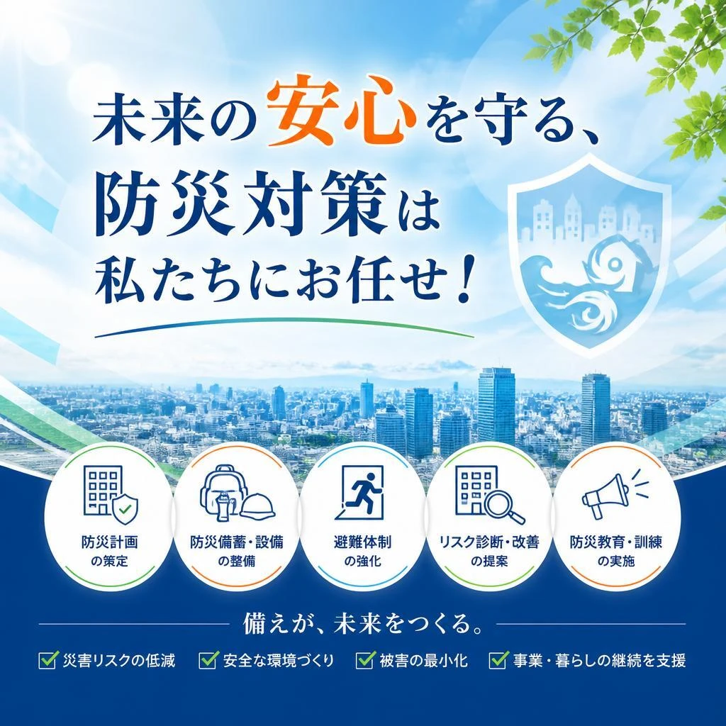 未来の安心を守る、防災対策は私たちにお任せ！