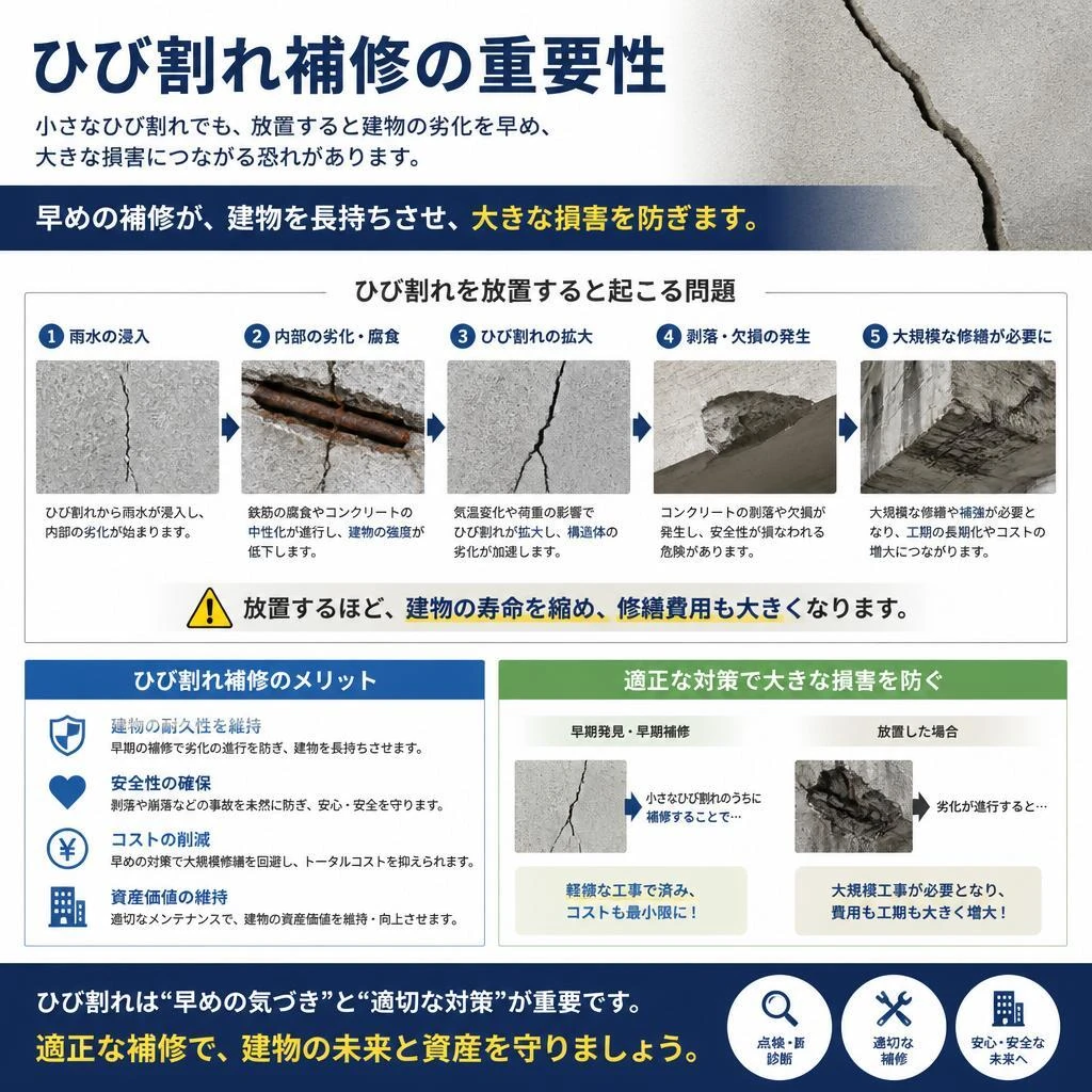 ひび割れ補修：小さな問題を見逃さない