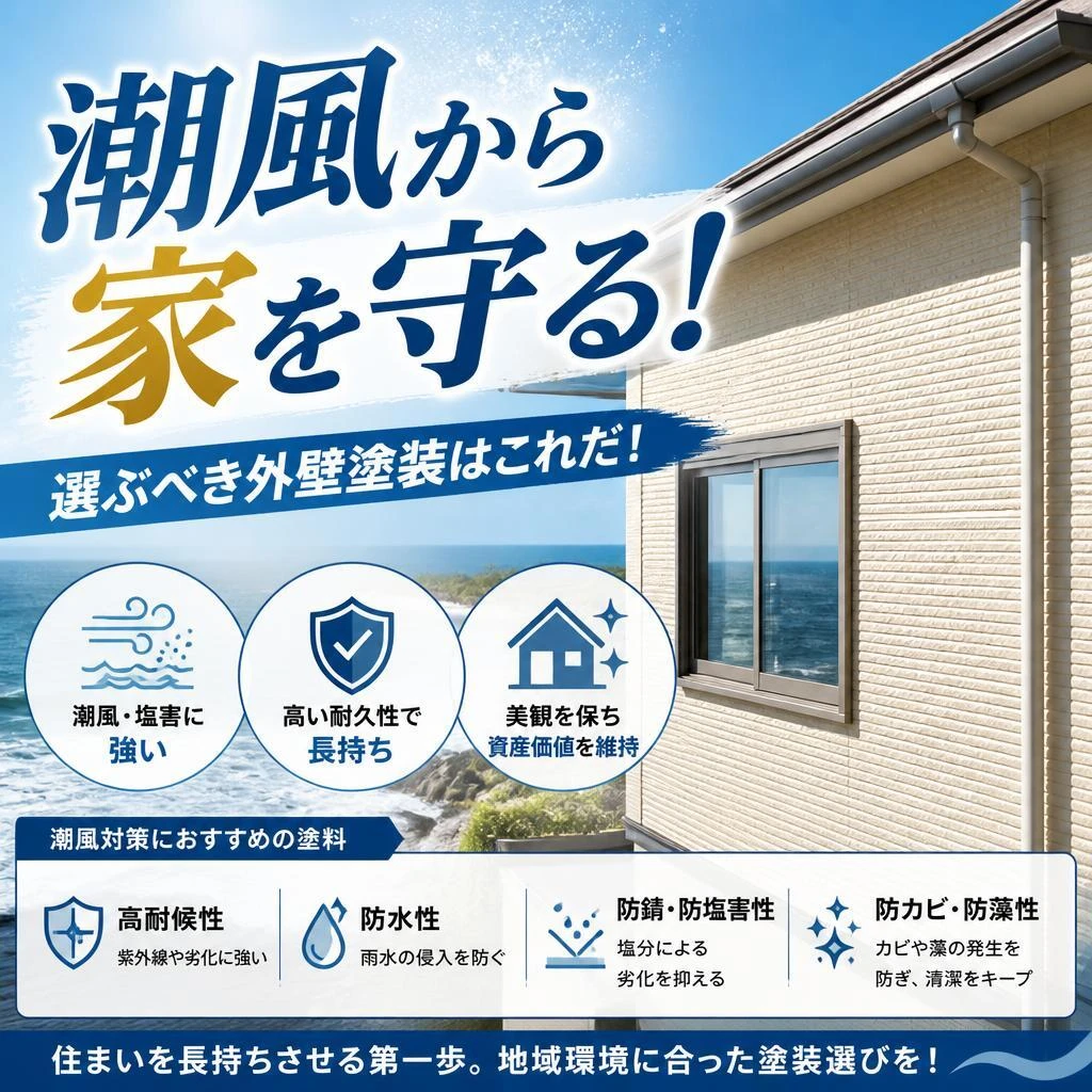 潮風から家を守る！選ぶべき外壁塗装はこれだ！