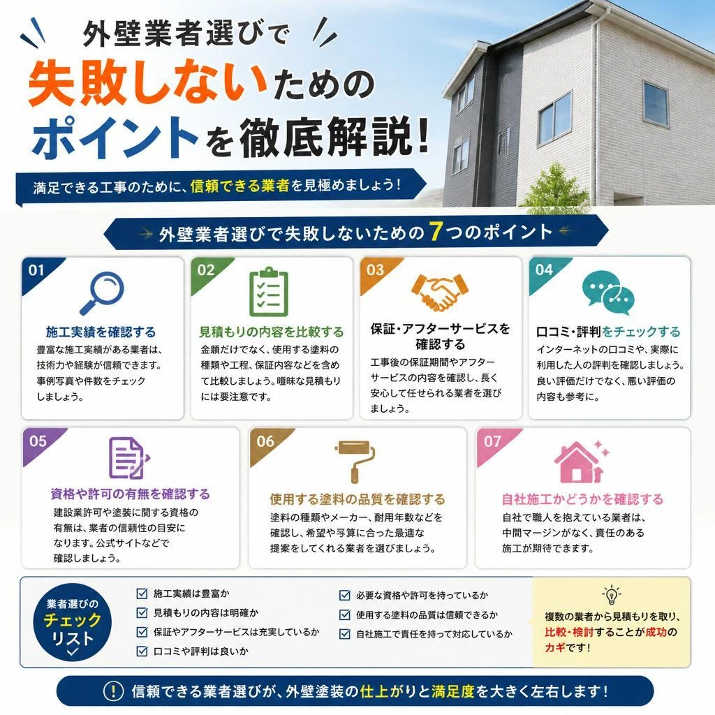 外壁業者選びで失敗しないためのポイントを徹底解説！