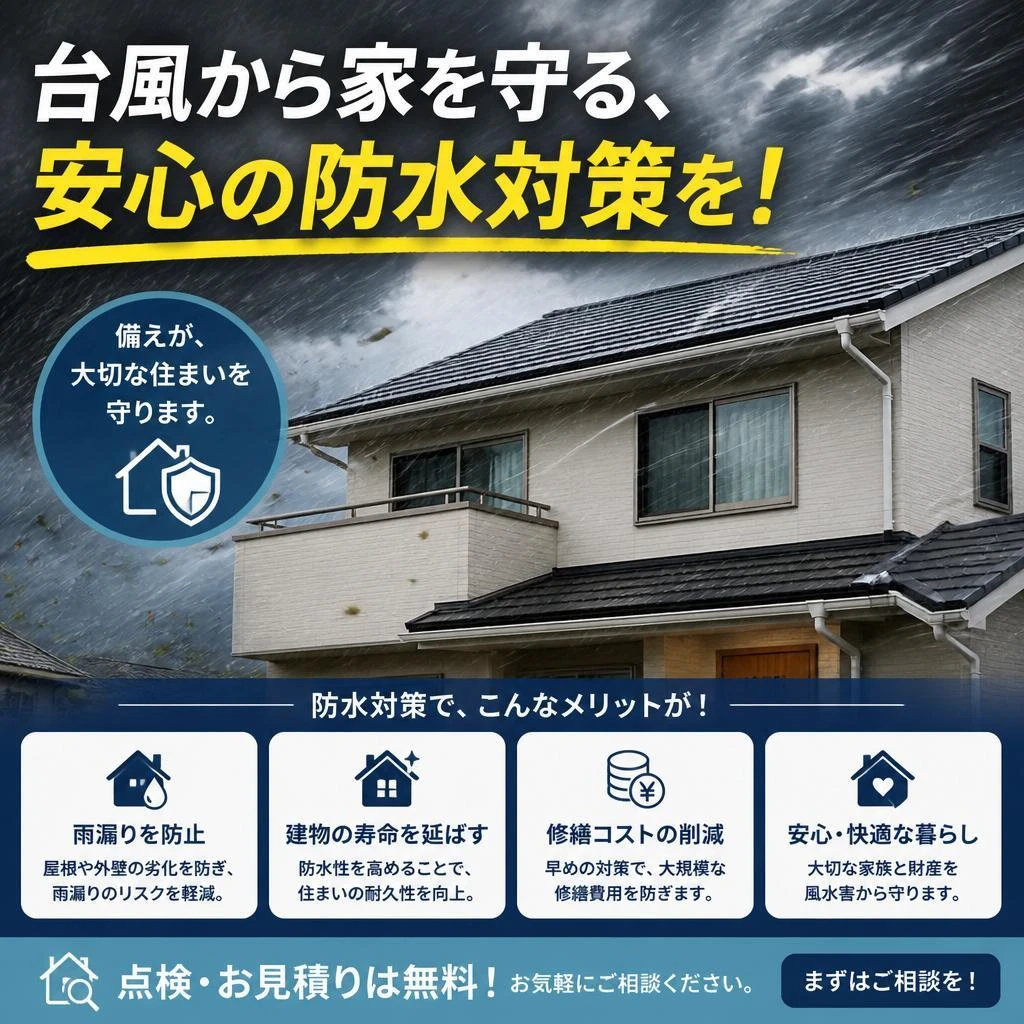 台風から家を守る、安心の防水対策を！