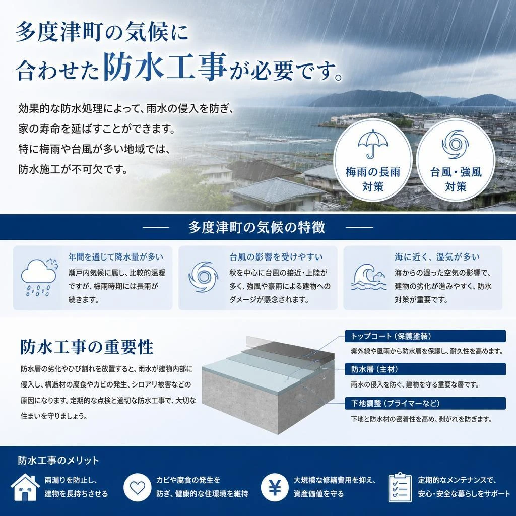 多度津町の気候に最適な防水工事