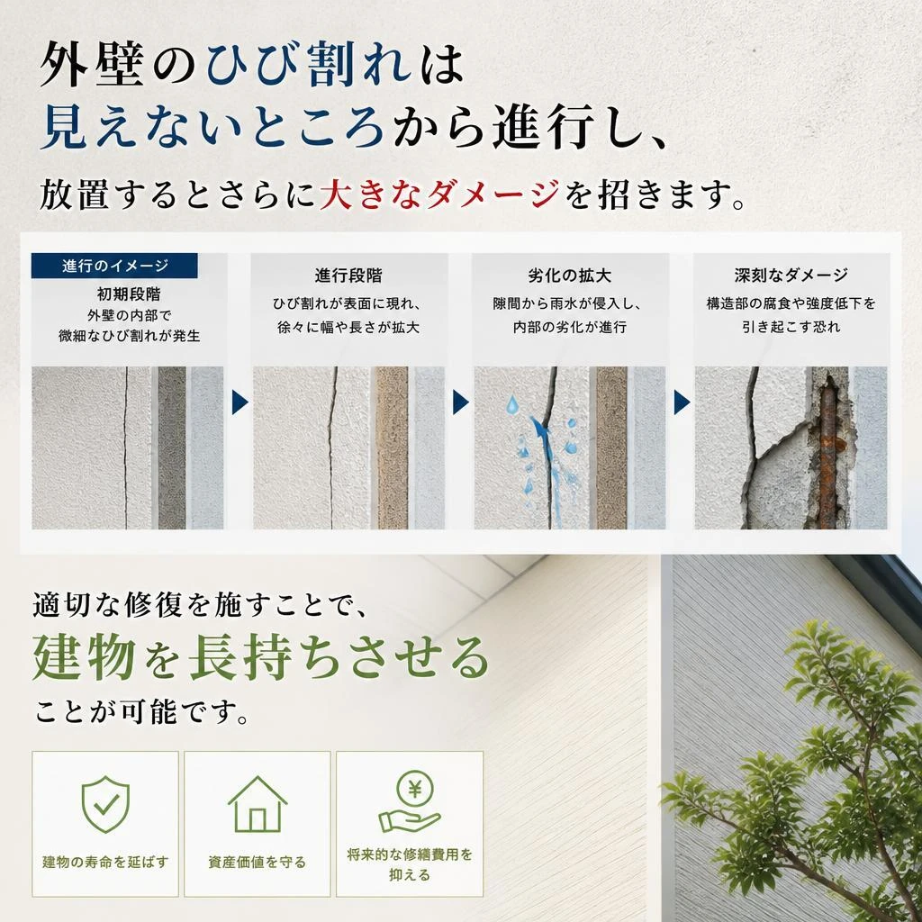 ひび割れ修復で長持ちする外壁