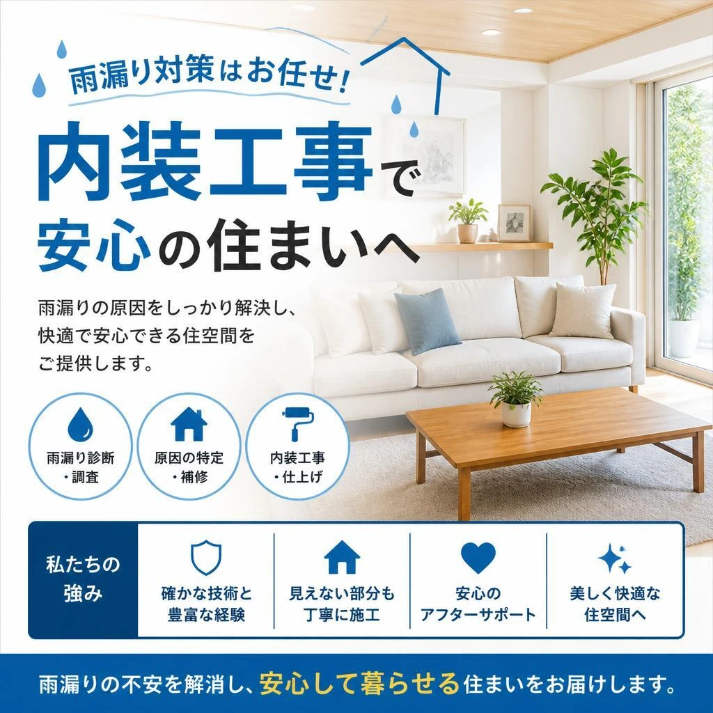 雨漏り対策はお任せ！内装工事で安心の住まいへ
