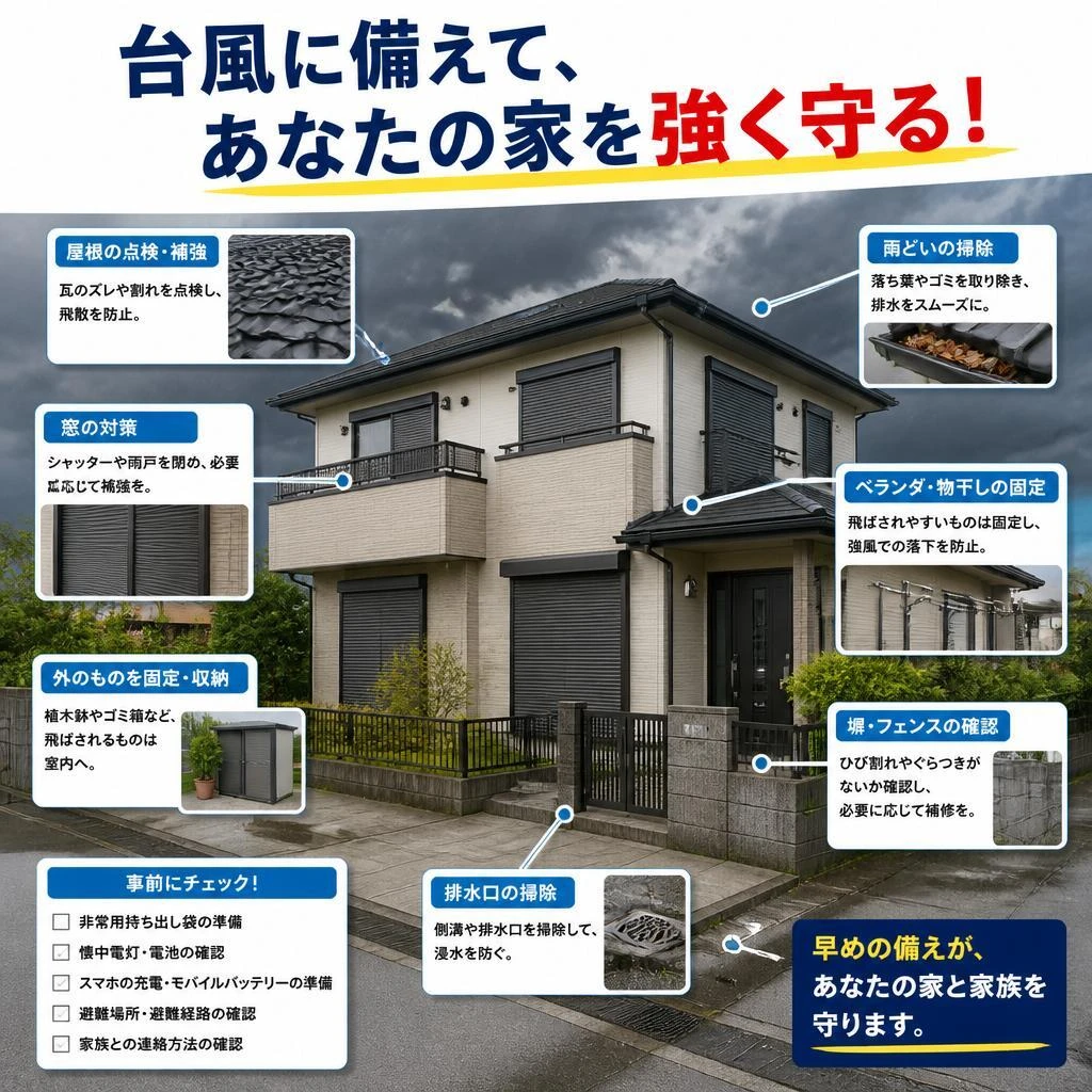 台風に備えて、あなたの家を強く守る！