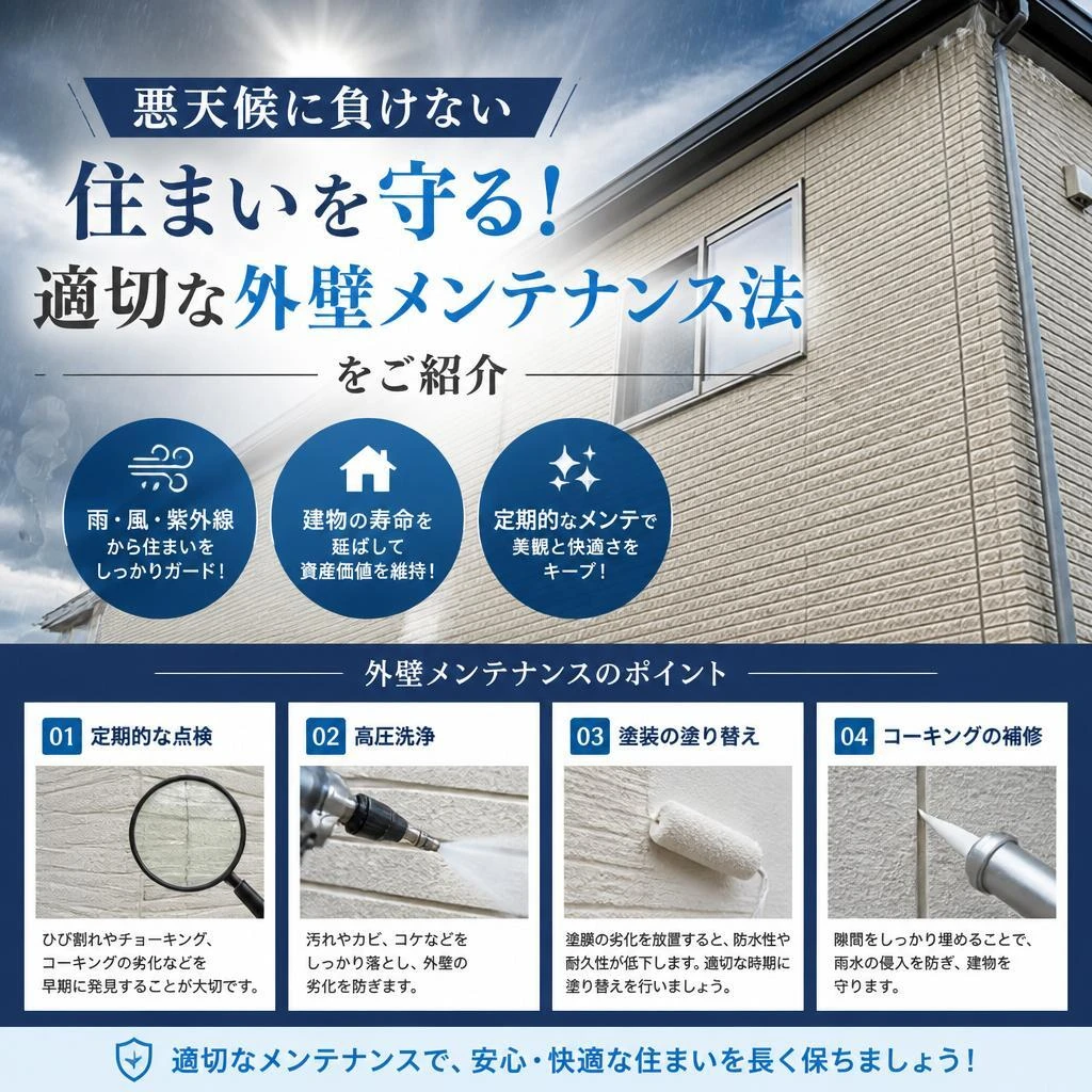悪天候に負けない住まいを守る！適切な外壁メンテナンス法をご紹介