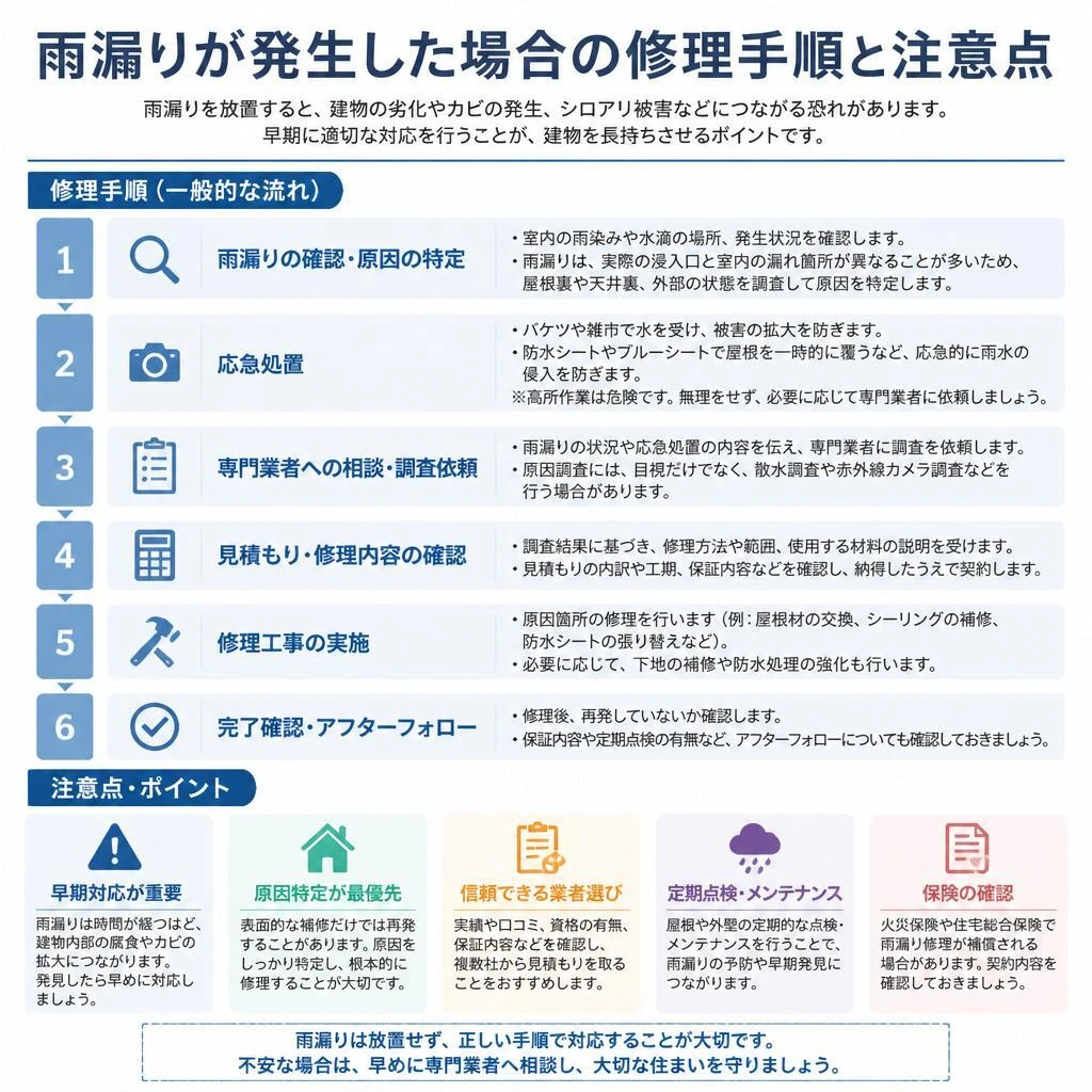 雨漏り修理の手順と注意点