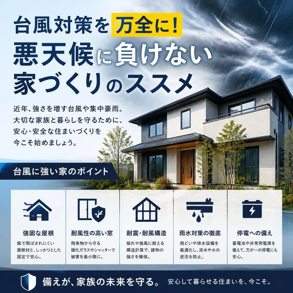 台風対策を万全に！悪天候に負けない家づくりのススメ