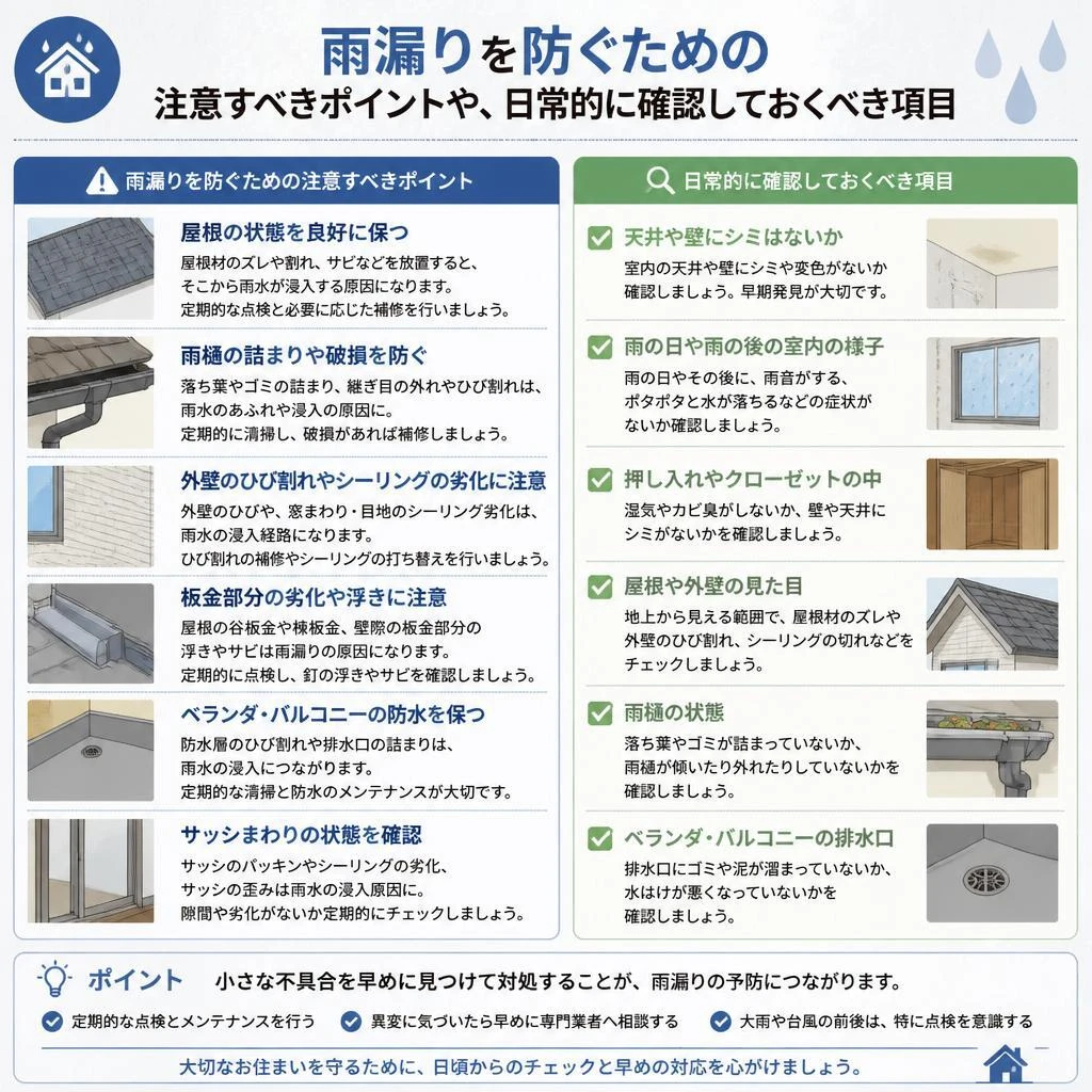 雨漏り防止のためのチェックポイント