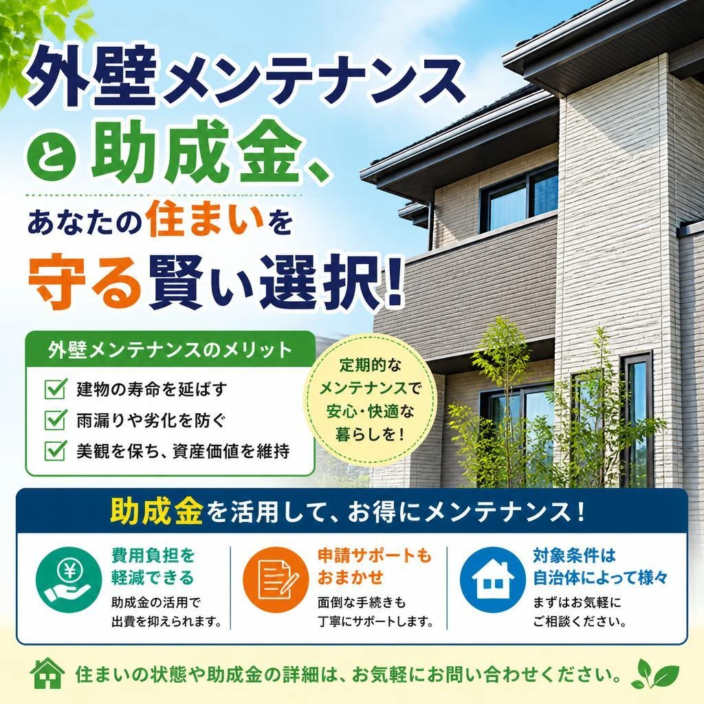 外壁メンテナンスと助成金、あなたの住まいを守る賢い選択！