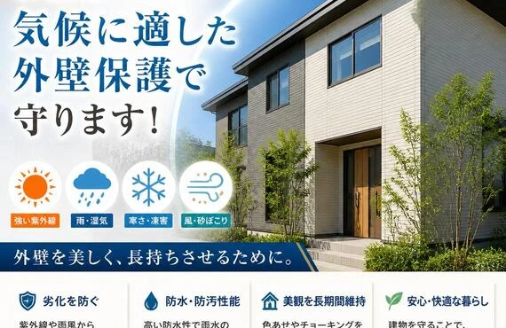 あなたの大切なお住まいを、気候に適した外壁保護で守ります！