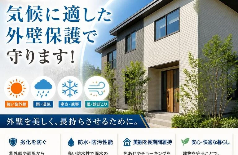 あなたの大切なお住まいを、気候に適した外壁保護で守ります！