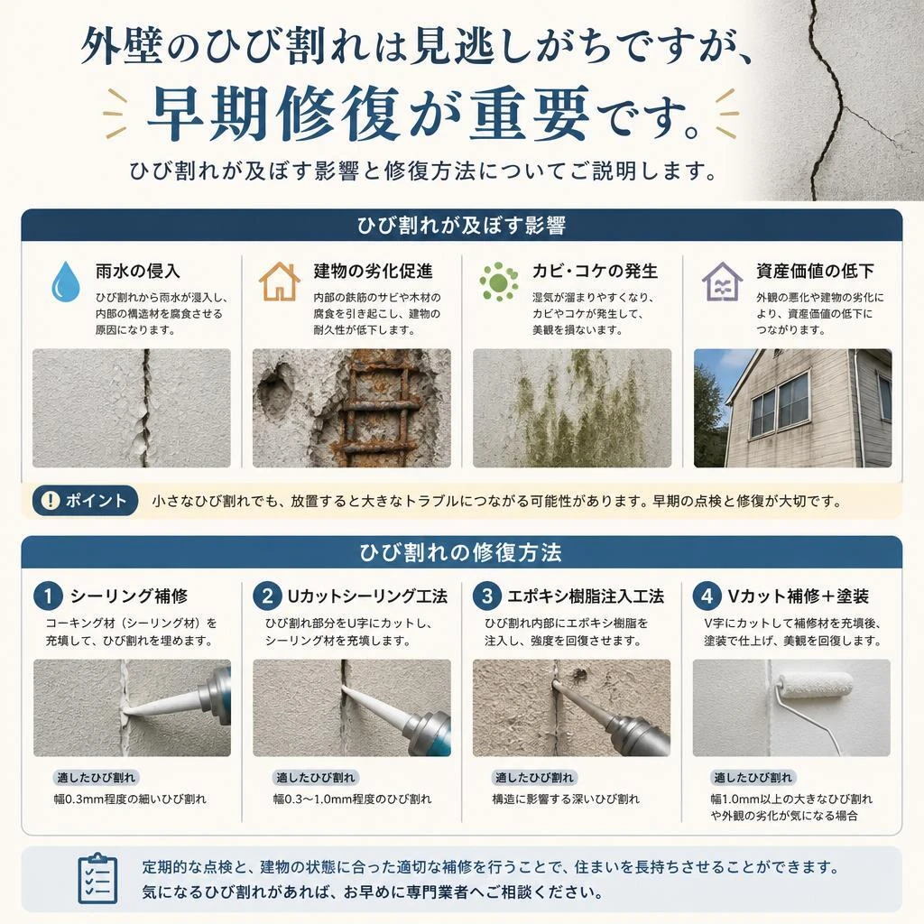 ひび割れの修復方法