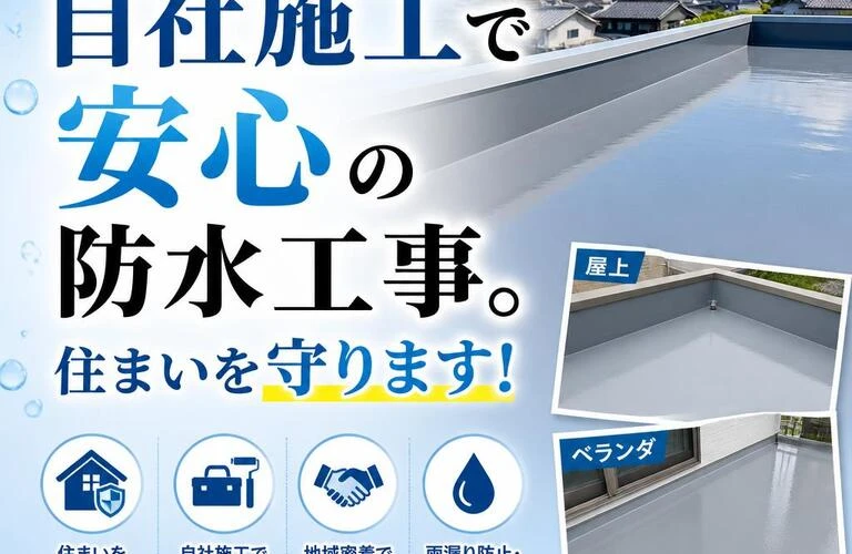 多度津町の自社施工で安心の防水工事。住まいを守ります！