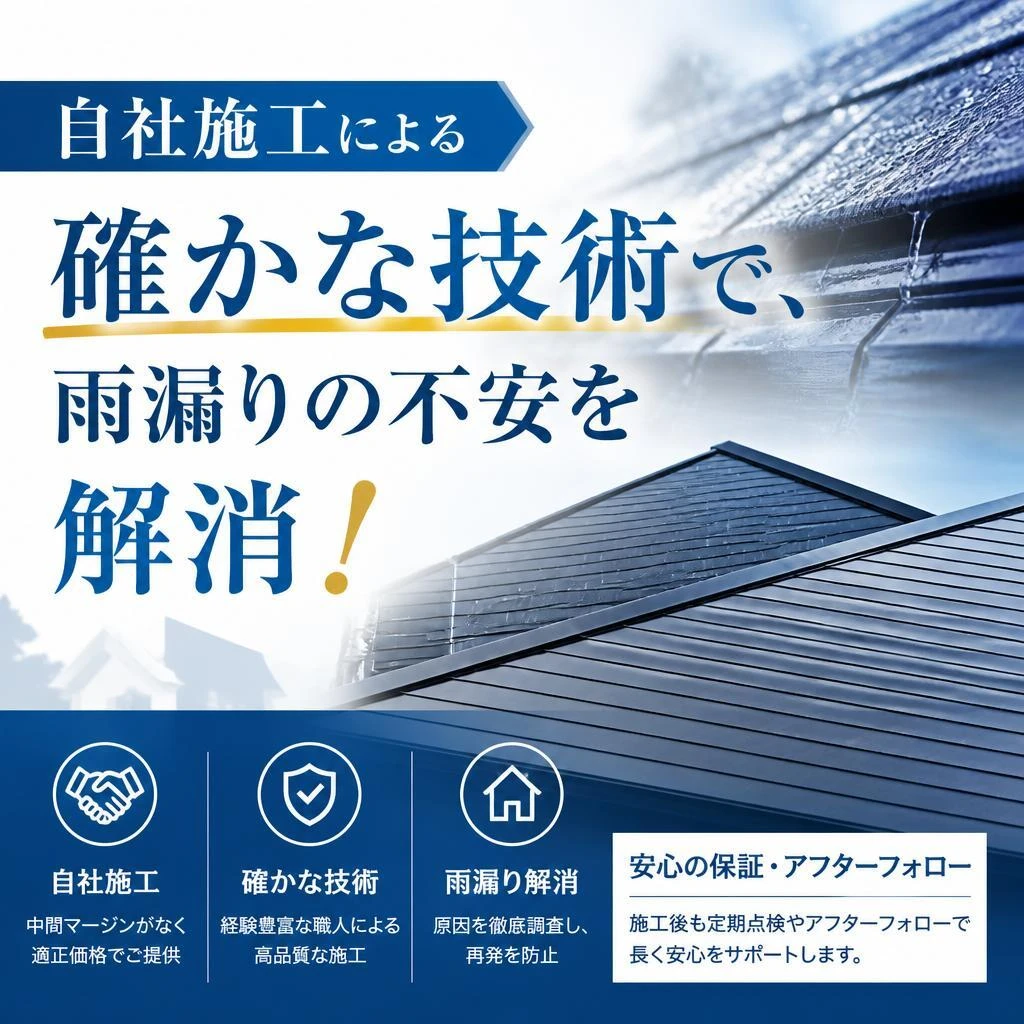 自社施工による確かな技術で、雨漏りの不安を解消！