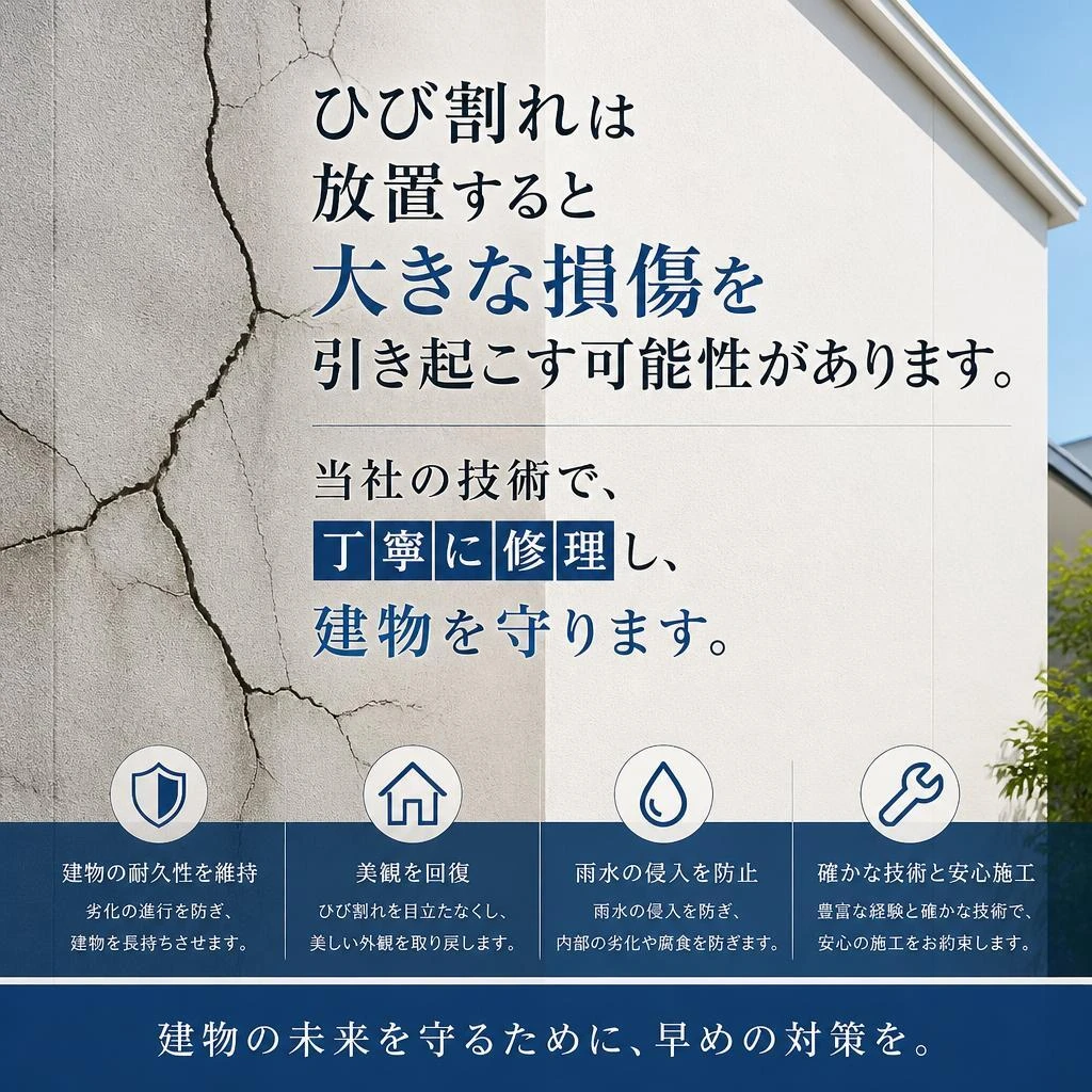 ひび割れ修理の技術