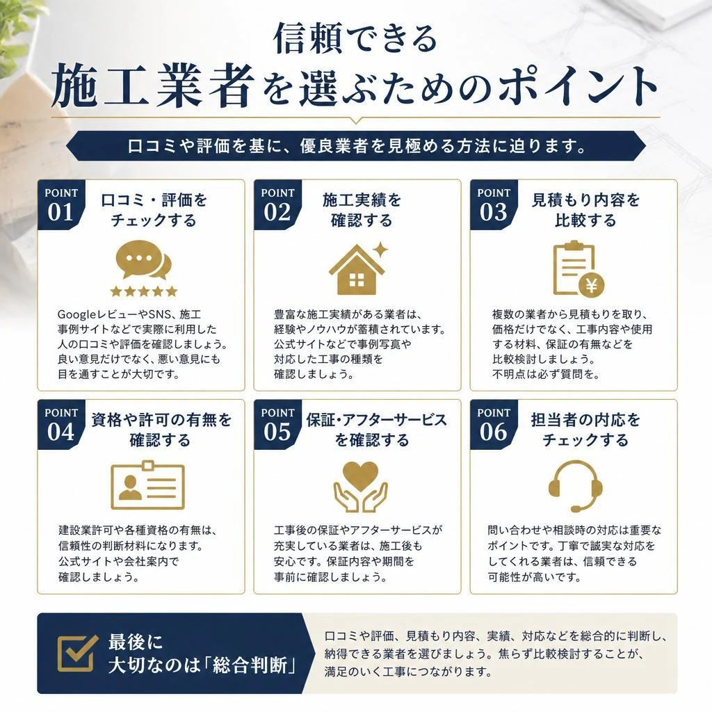 2. 評判の良い施工業者の見つけ方