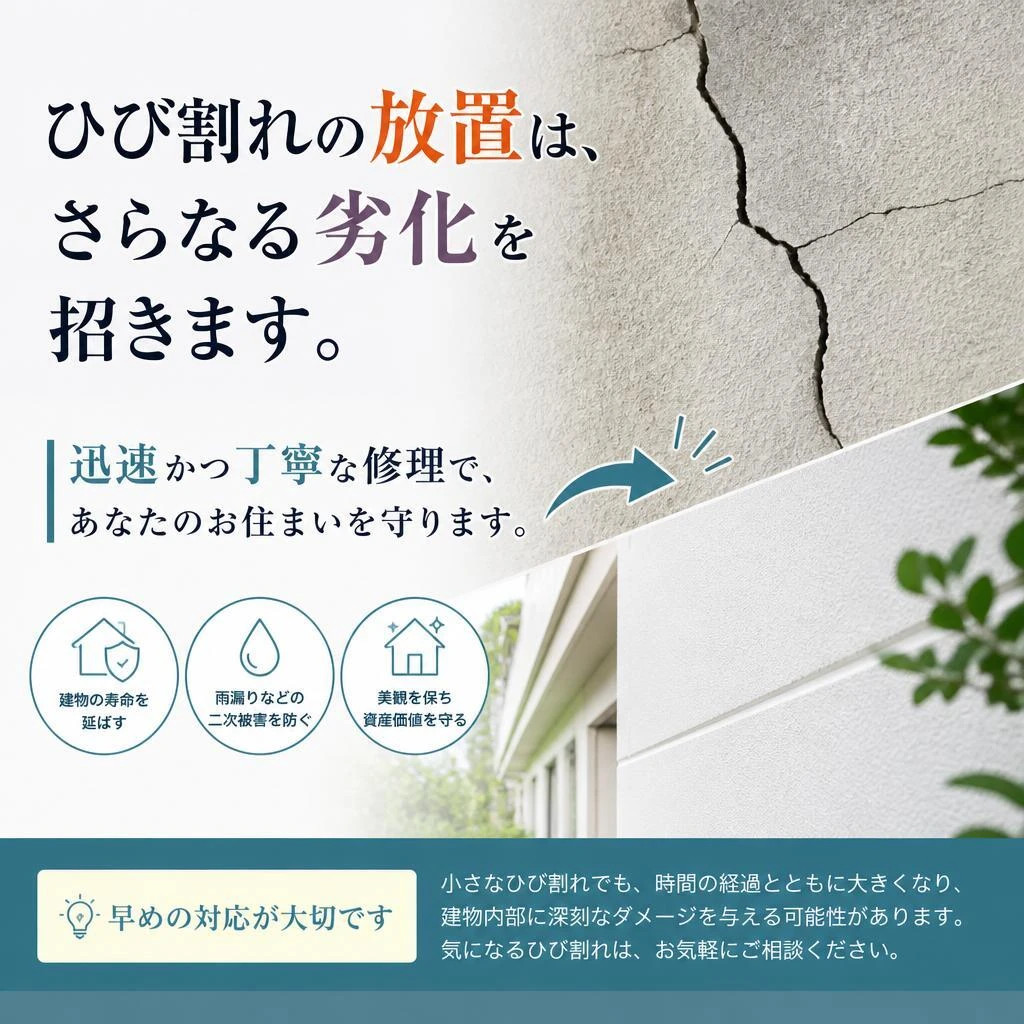 外壁のひび割れ修理、早期対応が肝心