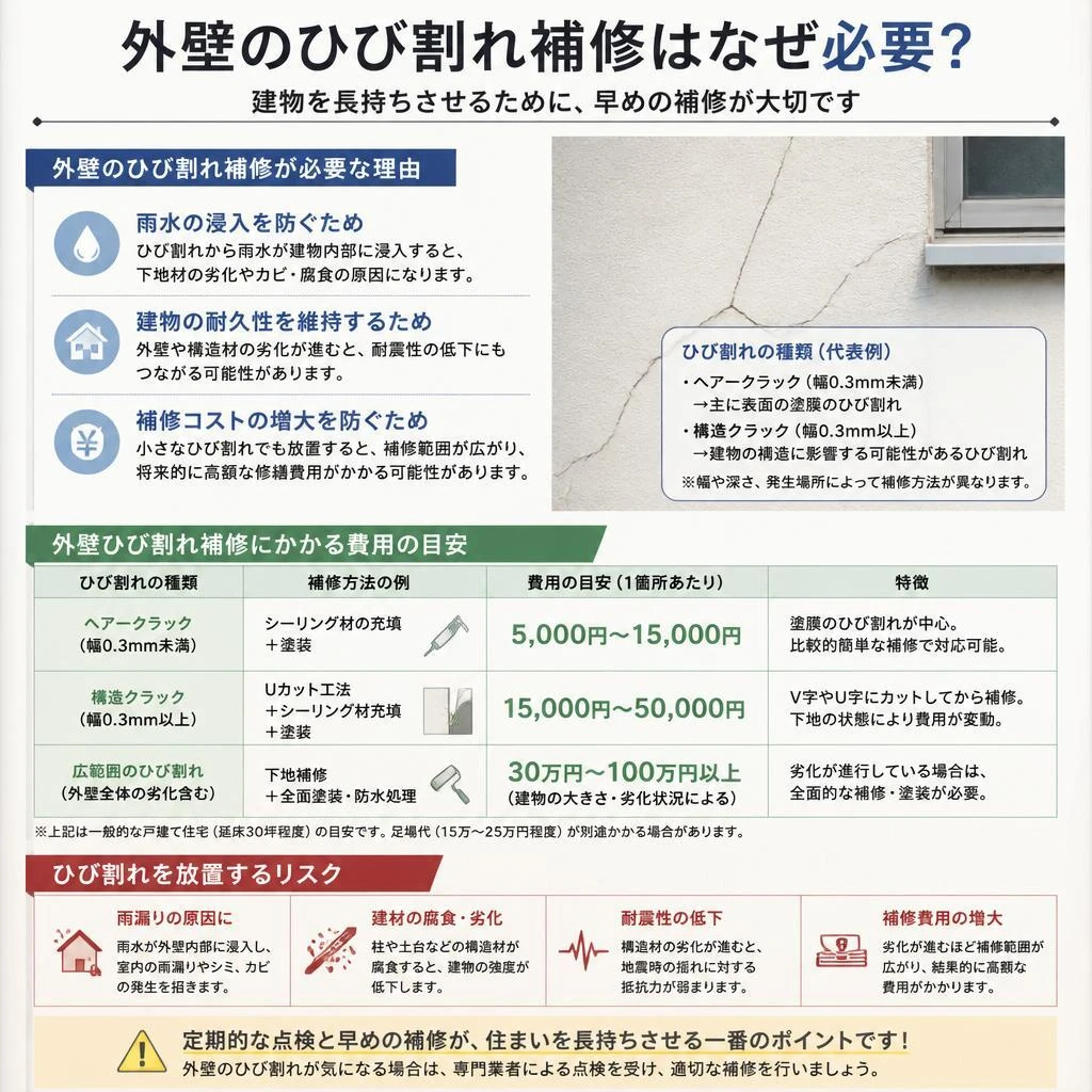 ひび割れ補修の必要性と費用