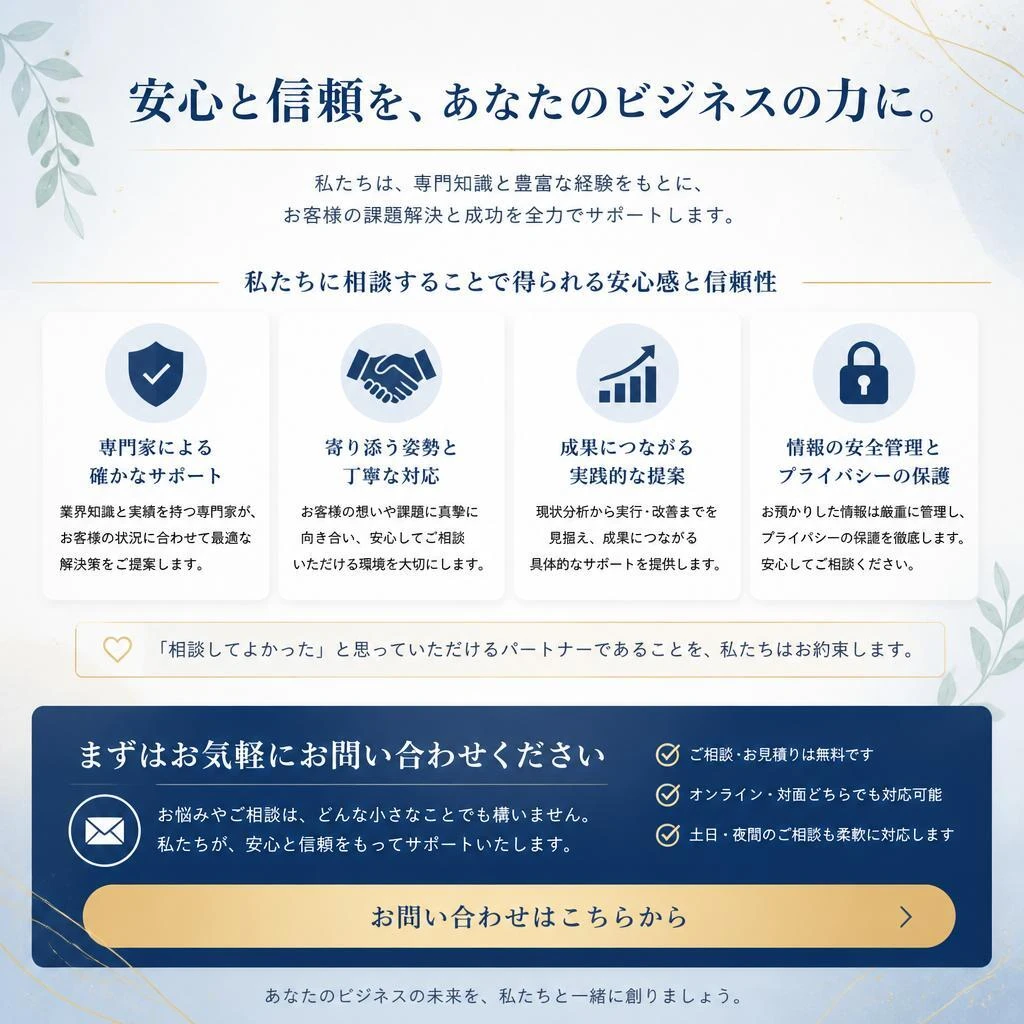 お問い合わせで得られる安心