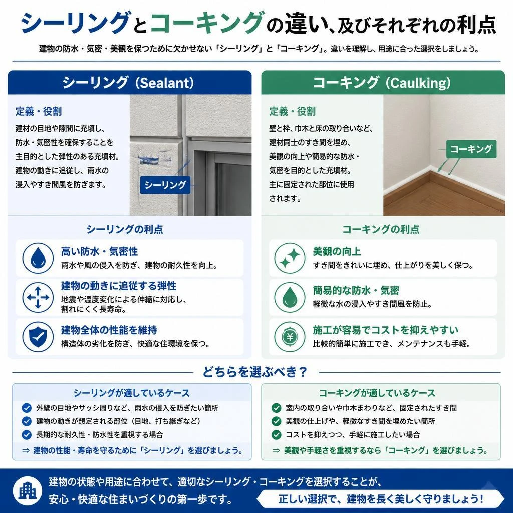 5. シーリングとコーキングの違いとメリット